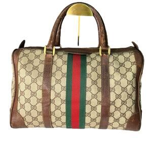 Vintage GUCCI Boston Bag Sherry Line Brown